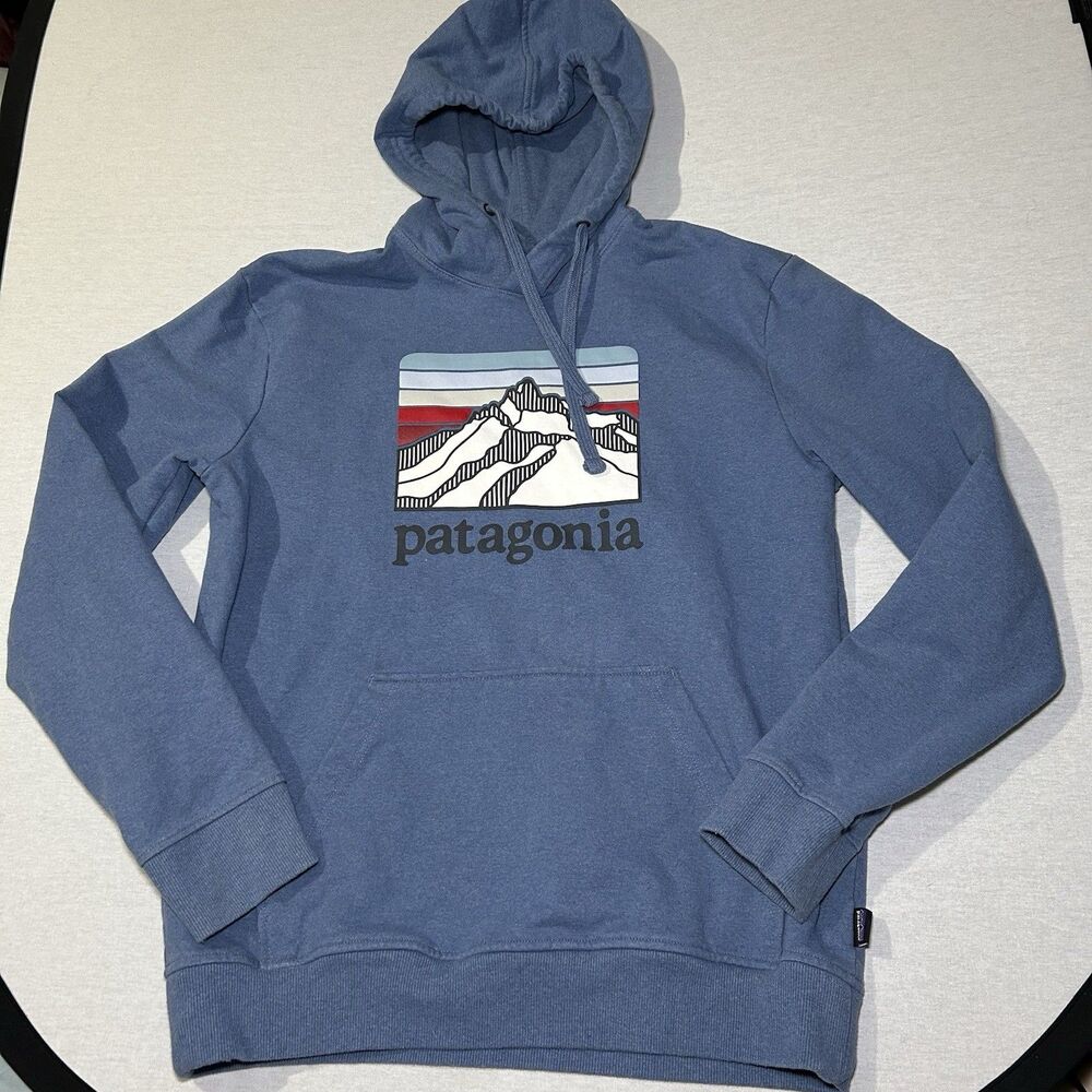 Patagonia Line Logo Ridge Uprisal Hoody M in blue, classic retro